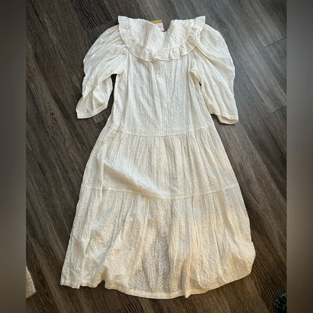 Peter Pan Ruffled Bib Collar Midi Dress - Picture 5 of 5